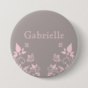 Badge Rond 7,6 Cm Bouton floral papillon rose