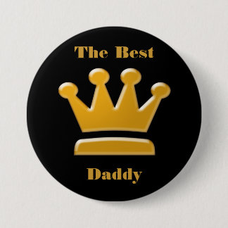Badge Rond 7,6 Cm Bouton Golden Best Daddy