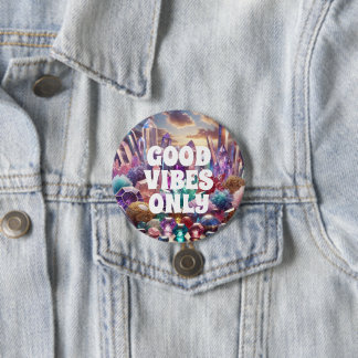 Badge Rond 7,6 Cm Bouton Good Vibes Only