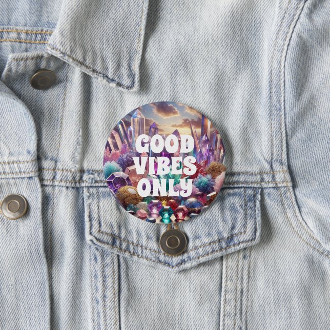 Badge Rond 7,6 Cm Bouton Good Vibes Only (En situation)