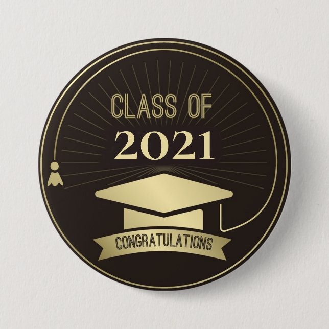 Badge Rond 7,6 Cm Bouton Graduation (Devant)