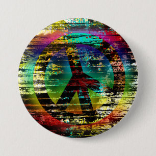 Badge Rond 7,6 Cm Bouton grunge de paix d'arc-en-ciel abstrait