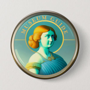 Badge Rond 7,6 Cm Bouton Guide du musée