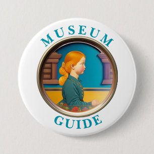 Badge Rond 7,6 Cm Bouton Guide du musée