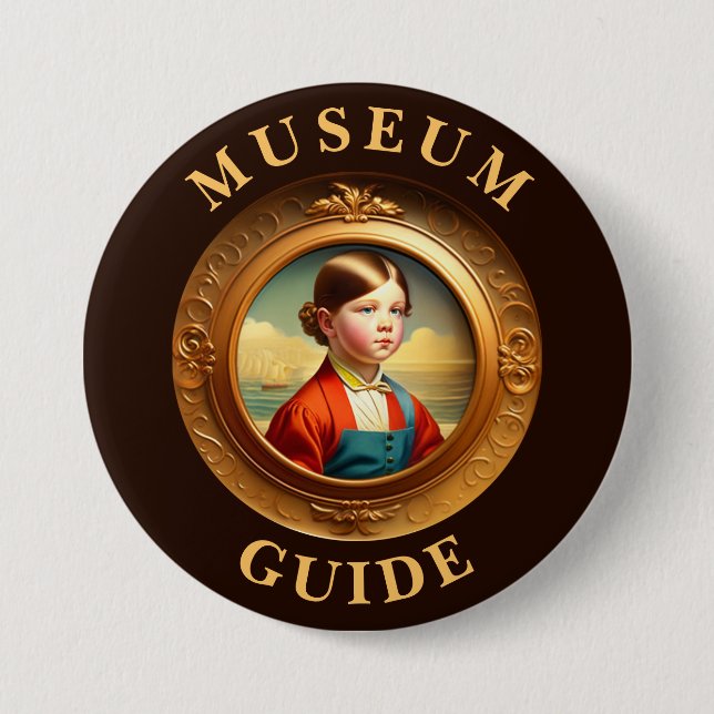 Badge Rond 7,6 Cm Bouton Guide du musée (Devant)