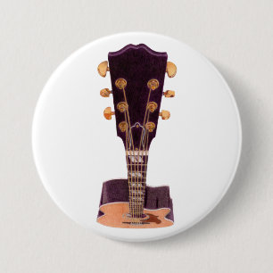 Badge Rond 7,6 Cm Bouton guitare