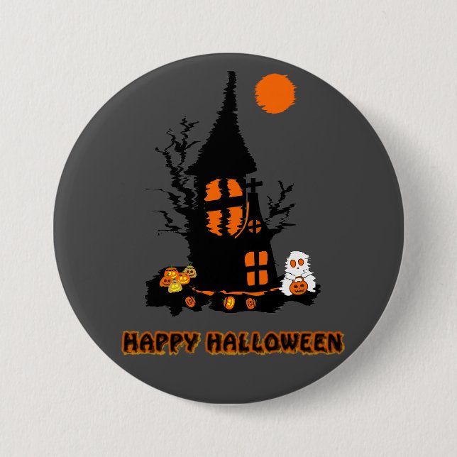 Badge Rond 7,6 Cm Bouton Halloween heureux (Devant)