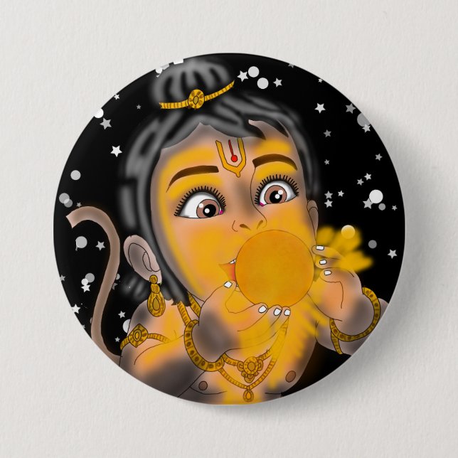 Badge Rond 7,6 Cm Bouton Hanuman enfant (Devant)