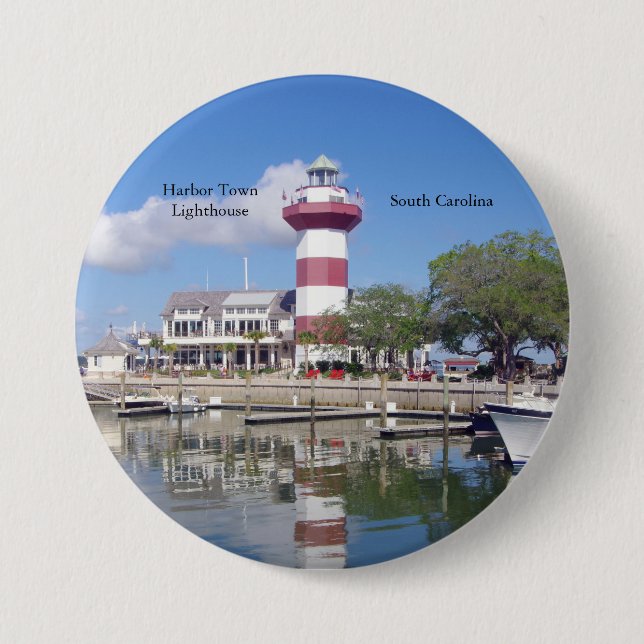Badge Rond 7,6 Cm Bouton Harbour Town Lighthouse (Devant)