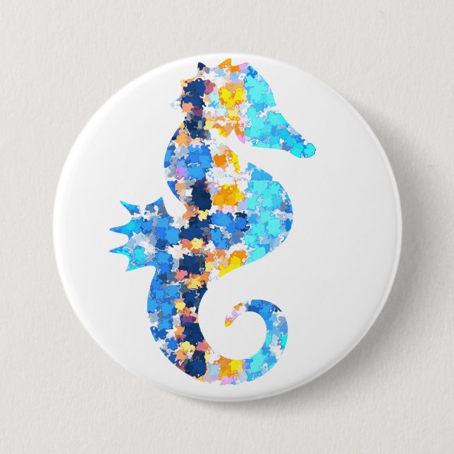 Badge Rond 7,6 Cm Bouton hippocampe (Devant)