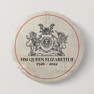 Badge Rond 7,6 Cm Bouton HM Queen Elizabeth II 1926-2022