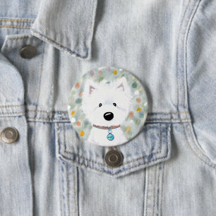 Badge Rond 7,6 Cm Bouton Impressions de Westie Fluffy