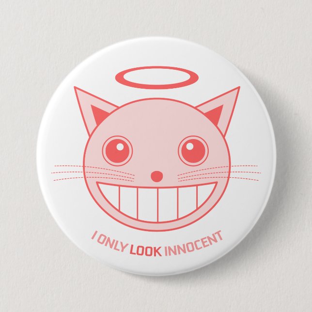 Badge Rond 7,6 Cm Bouton innocent de chat (Devant)