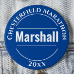 Badge Rond 7,6 Cm Bouton Insigne Marshall de l'événement<br><div class="desc">Un badge pour un Event Marshall. Modifiez le libellé de vos détails. Insigne Marshall. Insigne officiel. Bleu et blanc.</div>