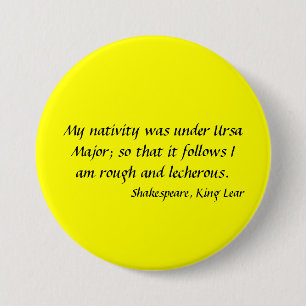 Badge Rond 7,6 Cm Bouton/Insigne - Shakespeare, "King Lear" 7,5 Cm R