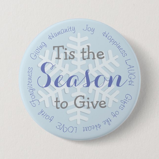Badge Rond 7,6 Cm Bouton Inspirationnel de Noël bleu saison (Devant)