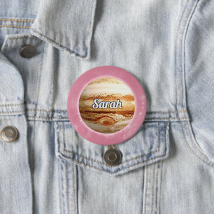 Badge Rond 7,6 Cm Bouton Invité Planètes Galaxie Fusée Espace