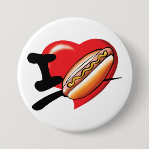 Badge Rond 7,6 Cm Bouton J'adore Les Hot-Dogs