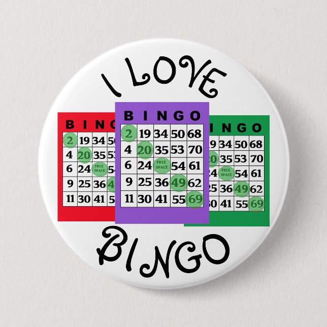 Badge Rond 7,6 Cm Bouton J'aime les cartes BINGO (Devant)