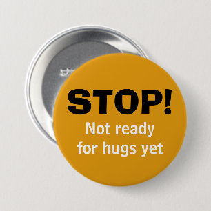 Badge Rond 7,6 Cm Bouton Jaune NO HUGS