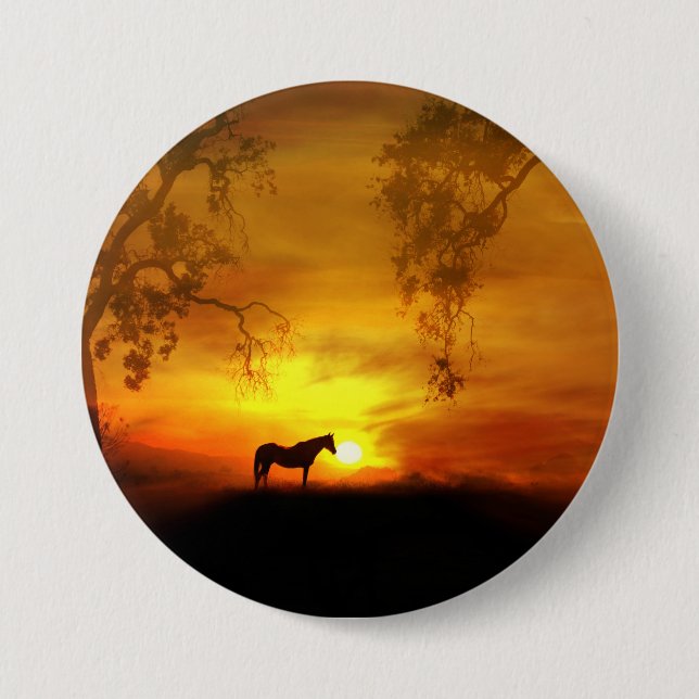 Badge Rond 7,6 Cm Bouton Joli Cheval (Devant)
