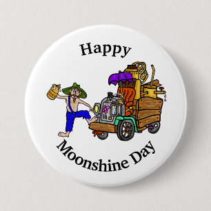 Badge Rond 7,6 Cm Bouton Jour de Moonshine avec Hillbilly Camion et