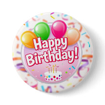 Bouton Joyeux Anniversaire (rose)