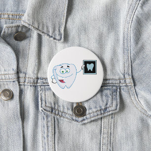 Badge Rond 7,6 Cm Bouton Joyeux dent blanche