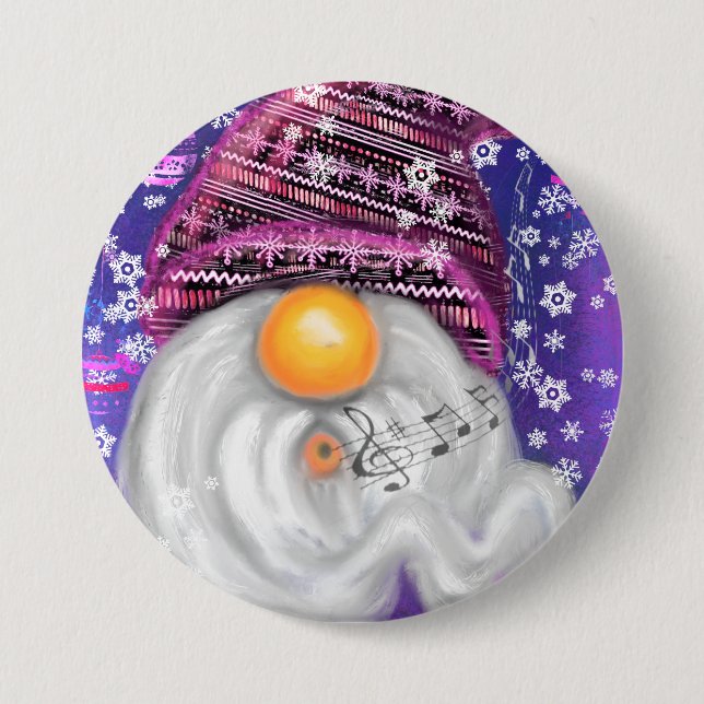 Badge Rond 7,6 Cm Bouton Joyeux Noël Gnome (Devant)
