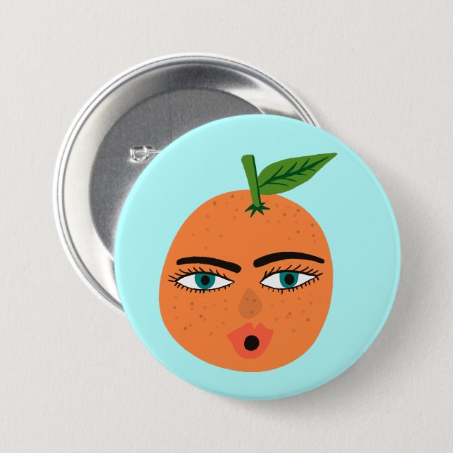Badge Rond 7,6 Cm Bouton Joyeux Orange Whimsical (Devant & derrière)