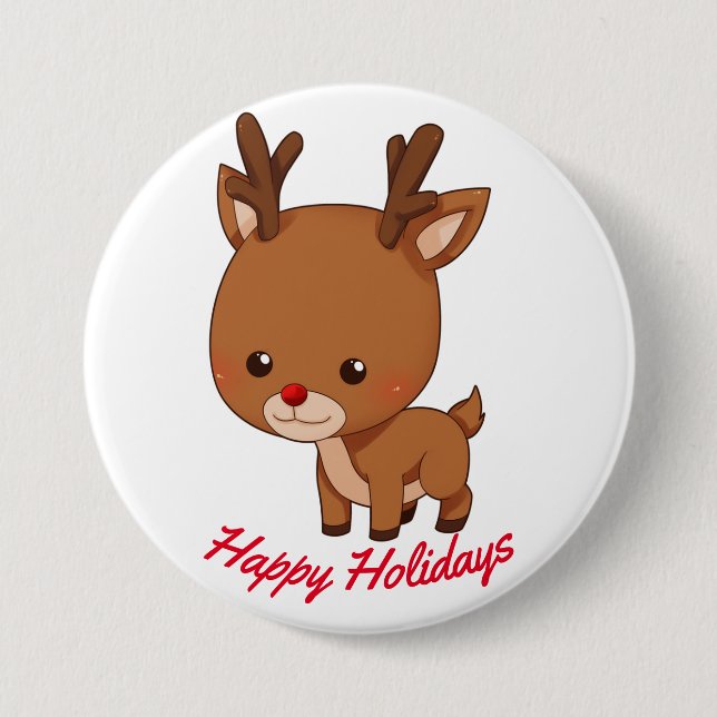 Badge Rond 7,6 Cm Bouton Joyeux Reindeer (Devant)