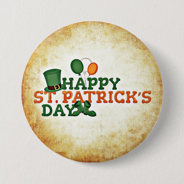 Badge Rond 7,6 Cm Bouton Joyeux Saint Patrick's Day (Devant)