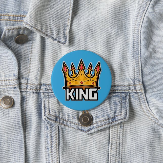 Badge Rond 7,6 Cm Bouton King Crown élégant (En situation)