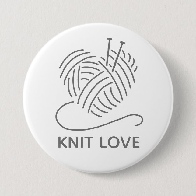 Badge Rond 7,6 Cm Bouton Knit Love (Devant)