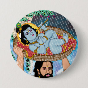 Badge Rond 7,6 Cm Bouton Krishna & Vasudeva