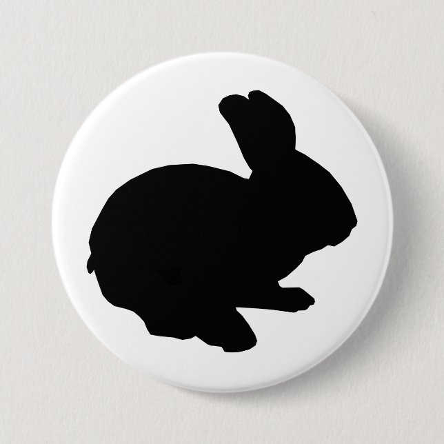 Badge Rond 7,6 Cm Bouton lapin de Pâques en silhouette noire (Devant)
