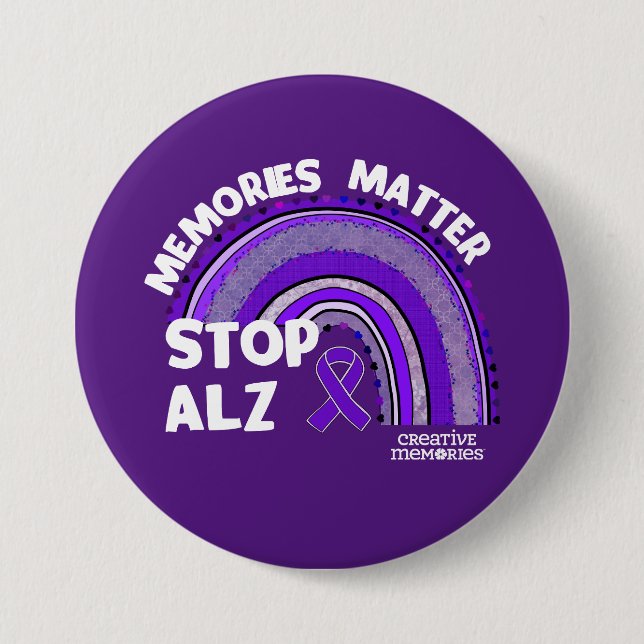 Badge Rond 7,6 Cm Bouton le plus long jour Alzheimer's Association 2 (Devant)