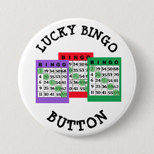 Badge Rond 7,6 Cm Bouton Lucky BINGO avec cartes Bingo