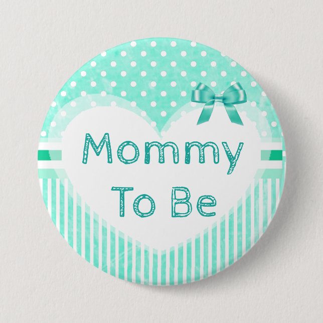 Badge Rond 7,6 Cm Bouton Maman à être Baby shower Bleu (Devant)