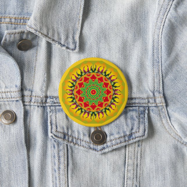 Badge Rond 7,6 Cm Bouton Mandala (En situation)