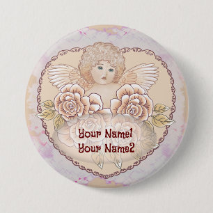 Badge Rond 7,6 Cm Bouton mariage Cherub Angel