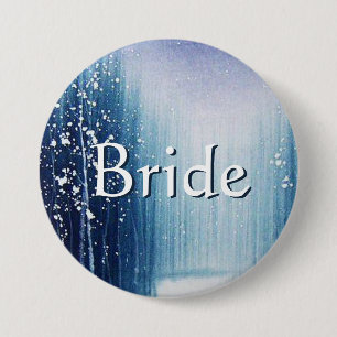 Badge Rond 7,6 Cm Bouton Mariée des aigrettes d'hiver