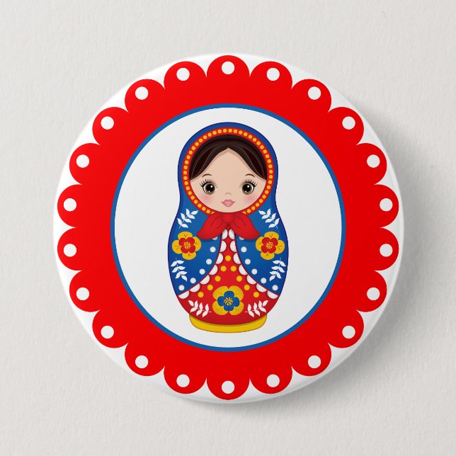 Badge Rond 7,6 Cm Bouton Matryoshka de poupée de nidification russe (Devant)