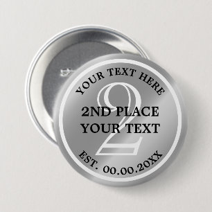 Badge Rond 7,6 Cm Bouton Médaille d'argent pour la 2e place en compé