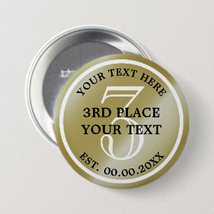 Badge Rond 7,6 Cm Bouton Médaille de bronze pour la 3ème place en co