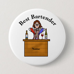 Badge Rond 7,6 Cm Bouton meilleur barman - barman féminin