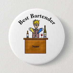 Badge Rond 7,6 Cm Bouton meilleur barman - barman homme de dessin an
