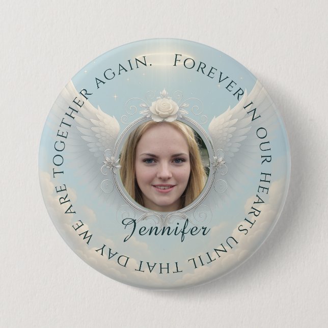 Badge Rond 7,6 Cm Bouton Mémorial Photo (Devant)