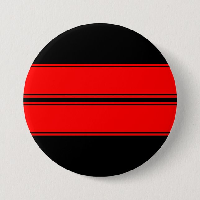 Badge Rond 7,6 Cm Bouton métallique noir rouge à deux bandes de cour (Devant)