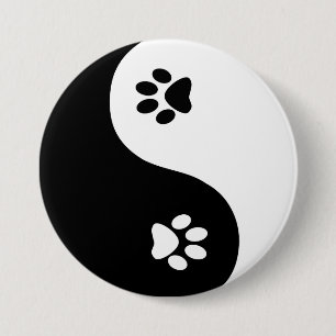 Badge Rond 7,6 Cm Bouton mignon de pattes de Yin Yang